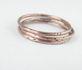  Minimalist copper stacking rings. Set of three simple bands.